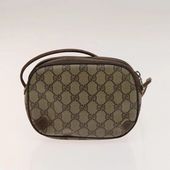 GUCCI GG Supreme Web Sherry Line Bag Leather PVC 3Set Beige Black Auth BA5126 - Picture 12 of 16